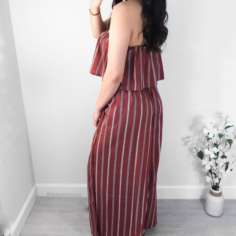 ❤️SALE❤️ rust striped pants crop top two piece set - Picture 4 of 4